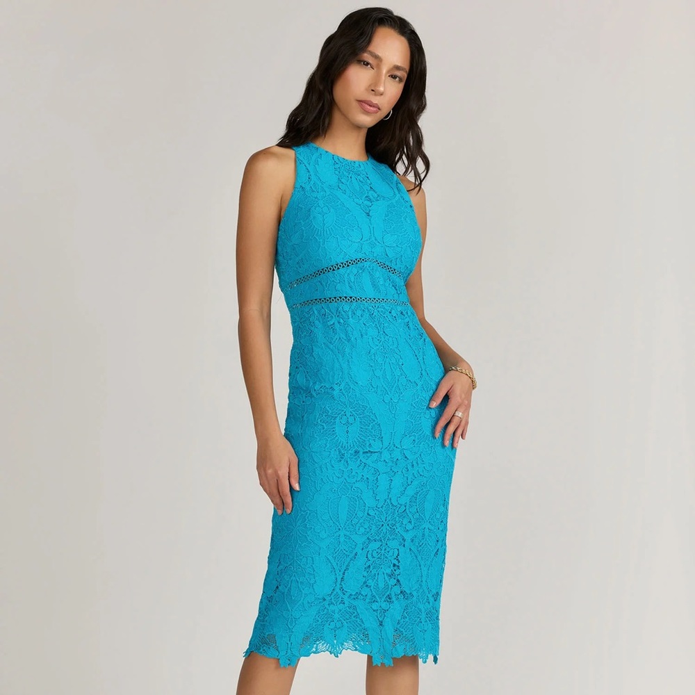New York & company just me crochet lace illusion waist midi dress NWT size small